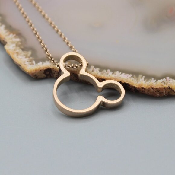 Jewelry necklace Mickey Mouse rose gold tone minimalist dainty with chain new - Picture 2 of 7